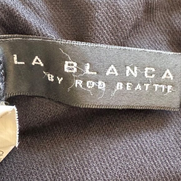 La Blanca One-Piece Swimsuit Ruched Waist Deep V-Neckline Black Size 8 - Picture 6 of 8